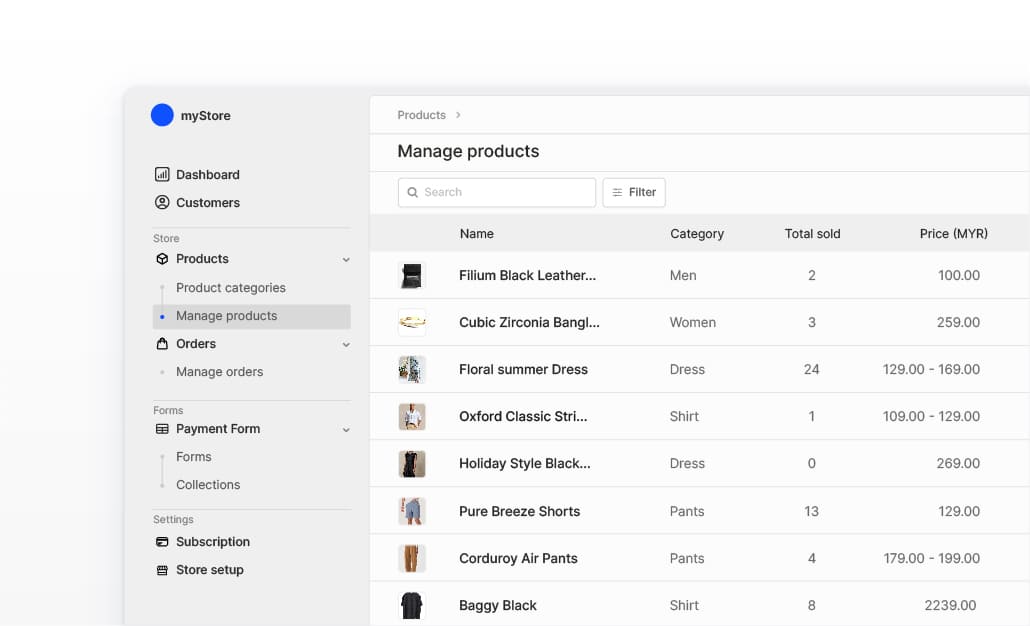 Easy product listing